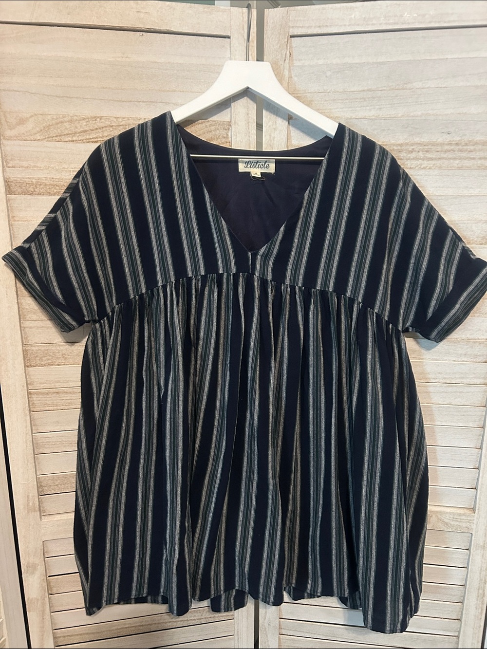Listicle Striped Babydoll Mini Dress. Size S